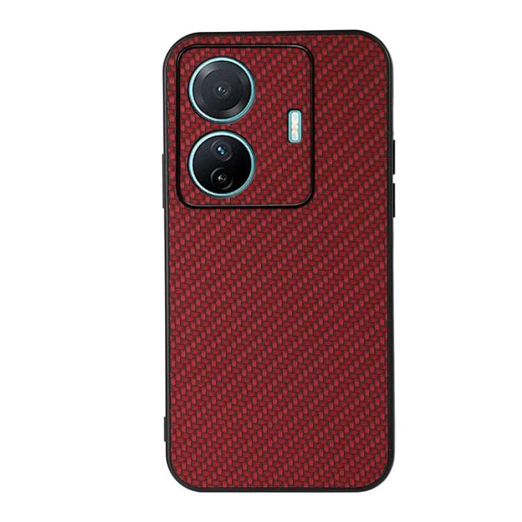 For vivo S15e Accurate Hole Carbon Fiber Texture PU Phone Case