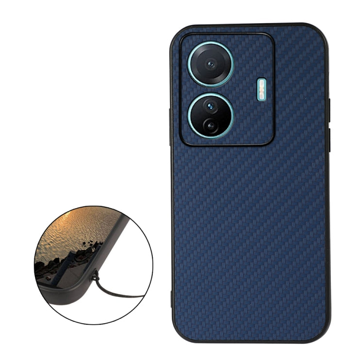For vivo S15e Accurate Hole Carbon Fiber Texture PU Phone Case