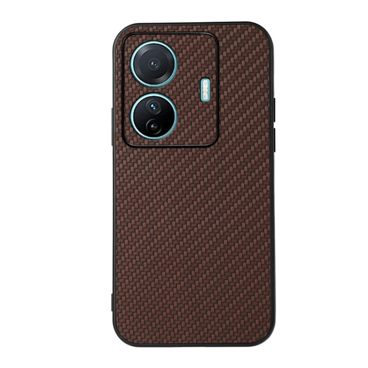 For vivo S15e Accurate Hole Carbon Fiber Texture PU Phone Case