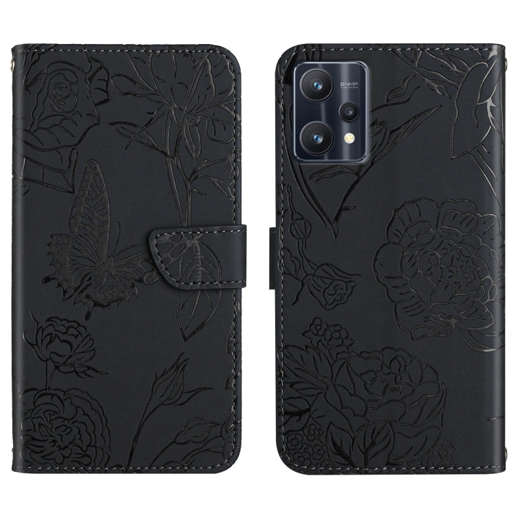 For OPPO Realme 9 Pro+/Realme 9 4G Skin Feel Butterfly Peony Embossed Leather Phone Case