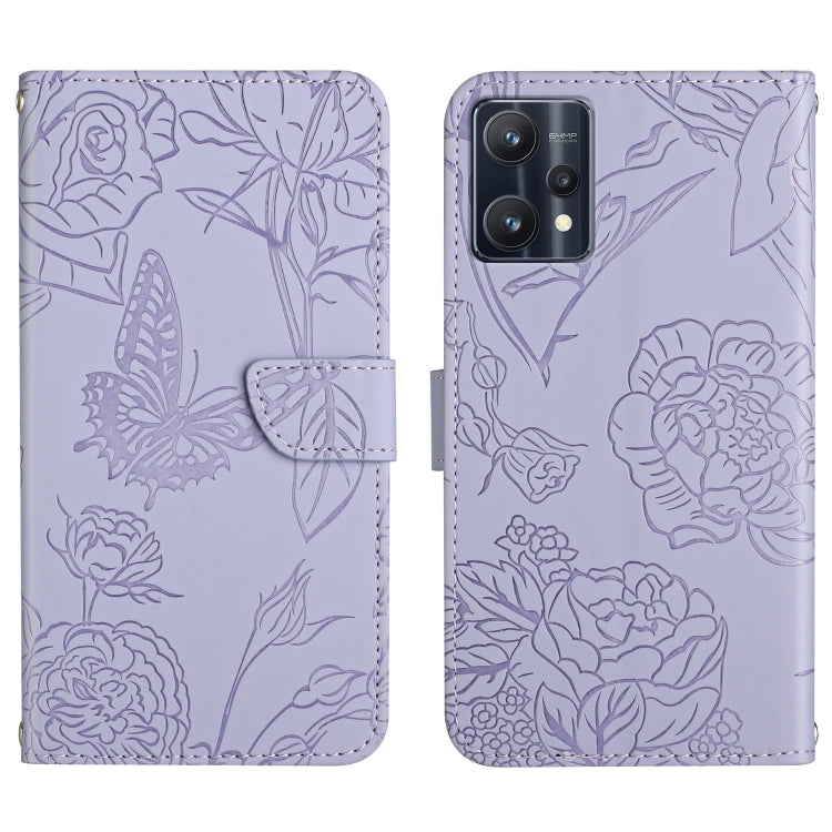 For OPPO Realme 9 Pro+/Realme 9 4G Skin Feel Butterfly Peony Embossed Leather Phone Case