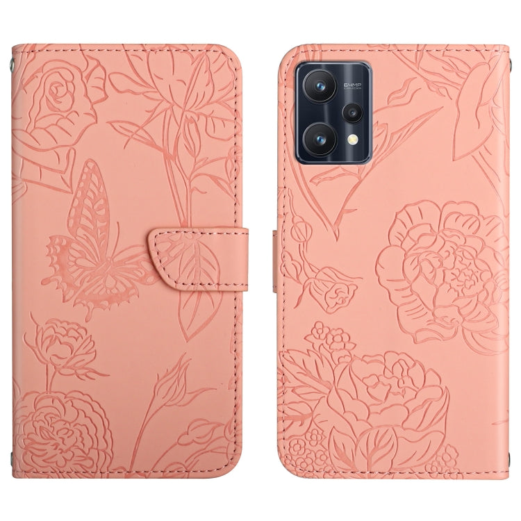 For OPPO Realme 9 Pro+/Realme 9 4G Skin Feel Butterfly Peony Embossed Leather Phone Case