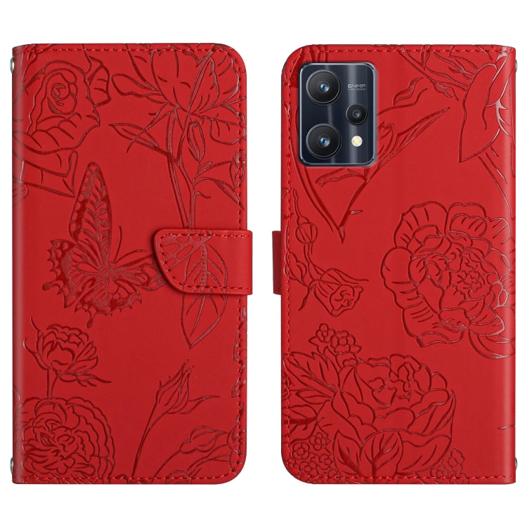 For OPPO Realme 9 Pro+/Realme 9 4G Skin Feel Butterfly Peony Embossed Leather Phone Case