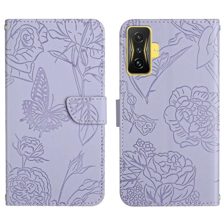 For Xiaomi Poco F4 GT Skin Feel Butterfly Peony Embossed Leather Phone Case