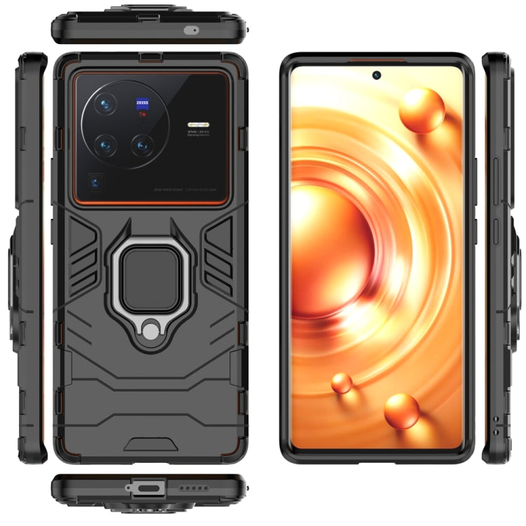 For vivo X80 Pro 5G PC + TPU Shockproof Protective Phone Case with Magnetic Ring Holder