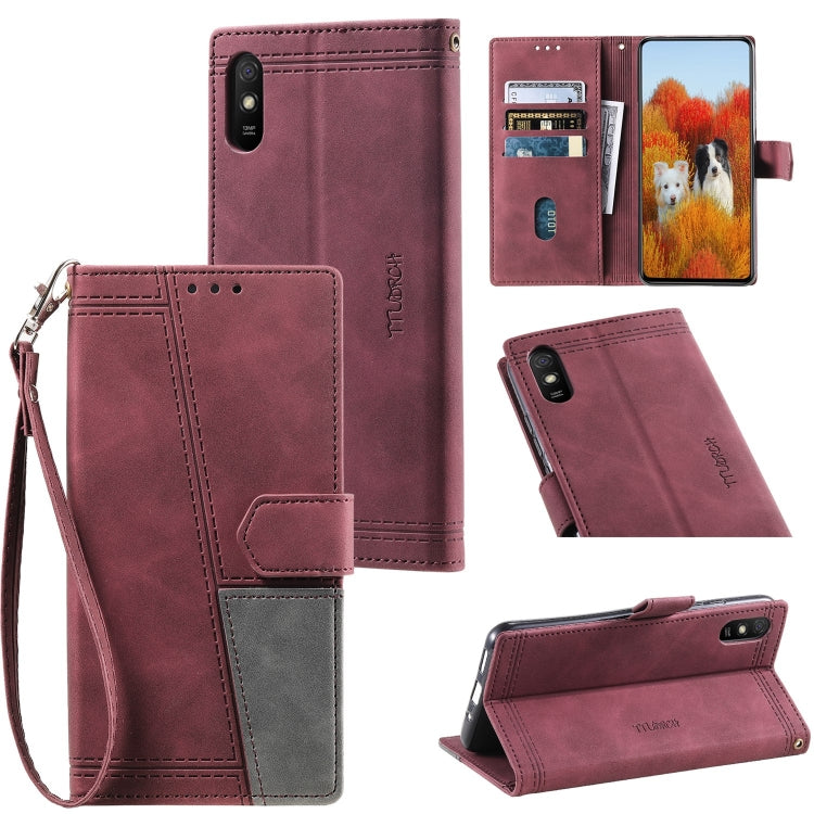 For Xiaomi Redmi 9A Splicing Leather Phone Case