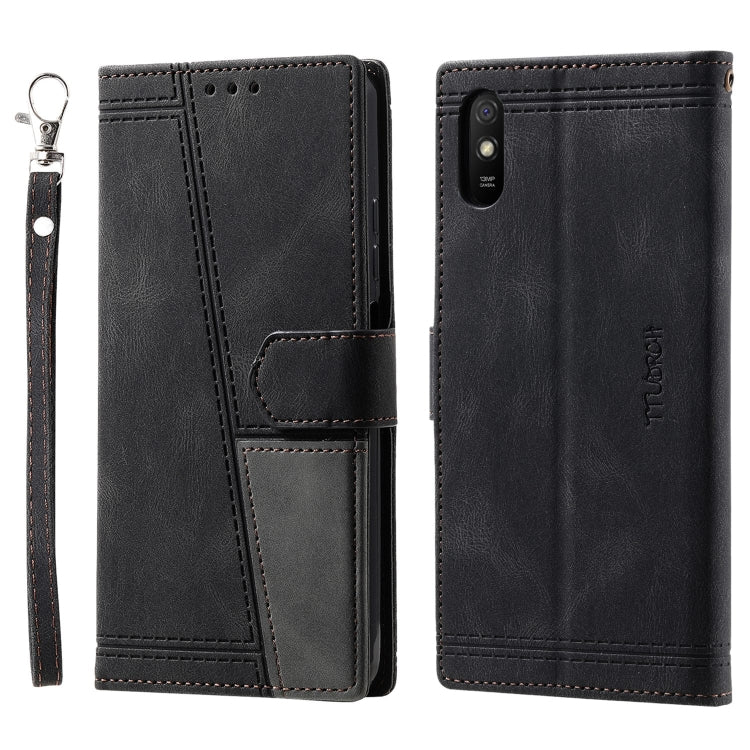 For Xiaomi Redmi 9A Splicing Leather Phone Case