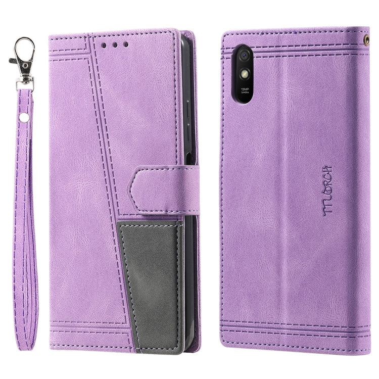 For Xiaomi Redmi 9A Splicing Leather Phone Case