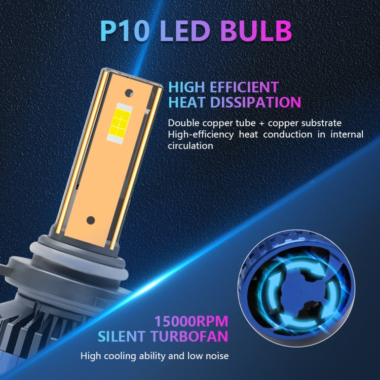 P10 1 Pair 9006 6000K / 6000LM / 55W / DC10-32V IP68 Waterproof Car LED Headlight