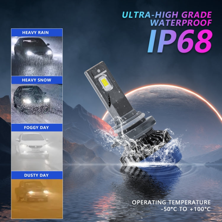 P10 1 Pair 9006 6000K / 6000LM / 55W / DC10-32V IP68 Waterproof Car LED Headlight