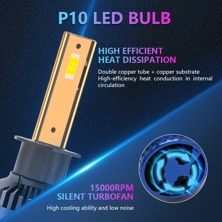 P10 1 Pair H1 6000K / 6000LM / 55W / DC10-32V IP68 Waterproof Car LED Headlight