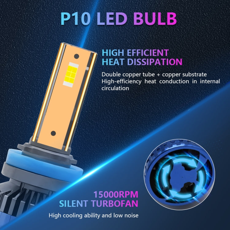 P10 1 Pair H11 6000K / 6000LM / 55W / DC10-32V IP68 Waterproof Car LED Headlight