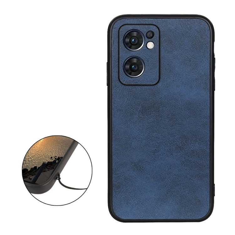 For OPPO Reno7 5G International Accurate Hole Two-color Calf Texture PU Phone Case