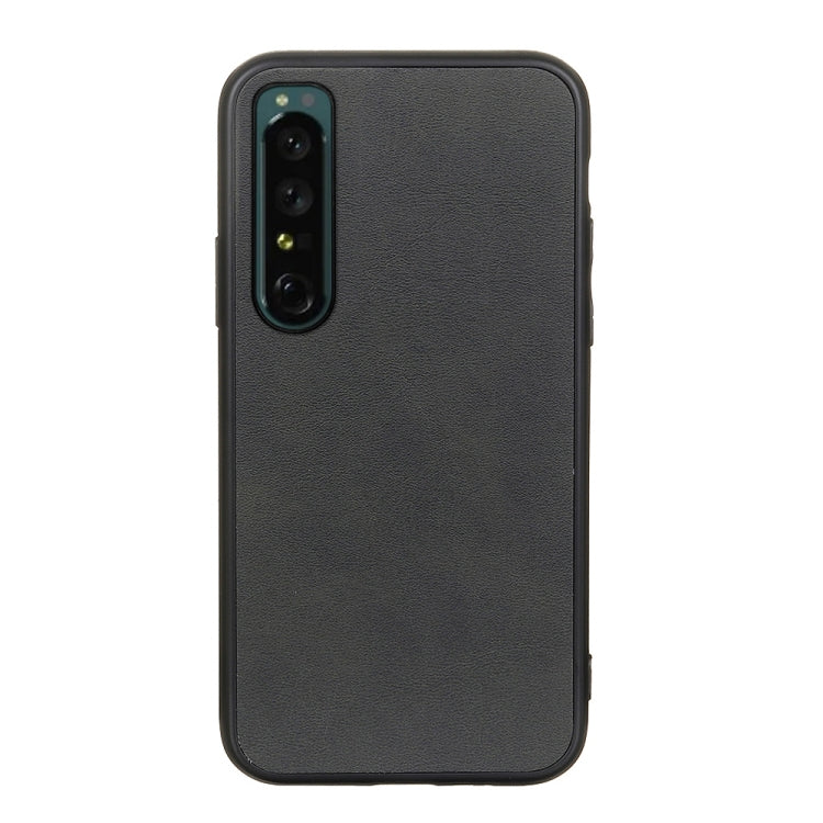 For Sony Xperia 1 IV Accurate Hole Two-color Calf Texture PU Phone Case