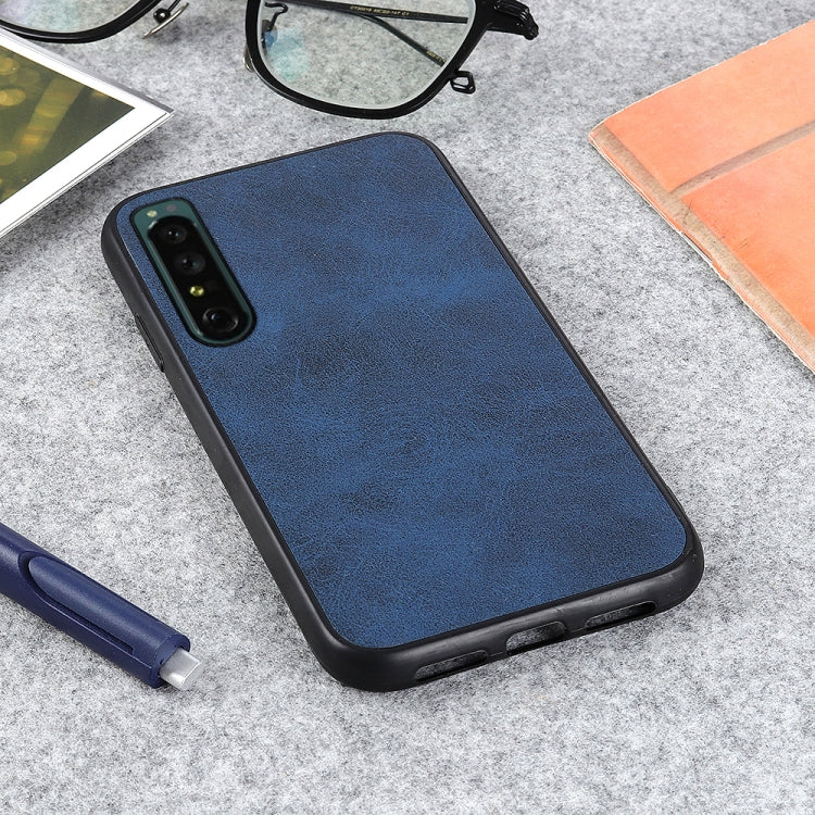 For Sony Xperia 1 IV Accurate Hole Two-color Calf Texture PU Phone Case