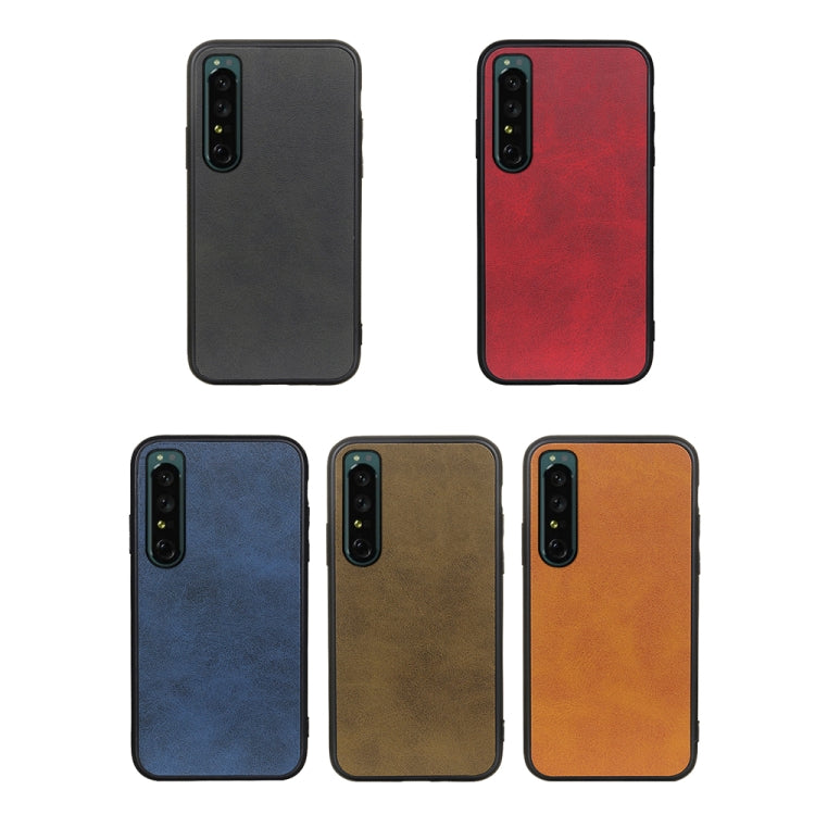 For Sony Xperia 1 IV Accurate Hole Two-color Calf Texture PU Phone Case