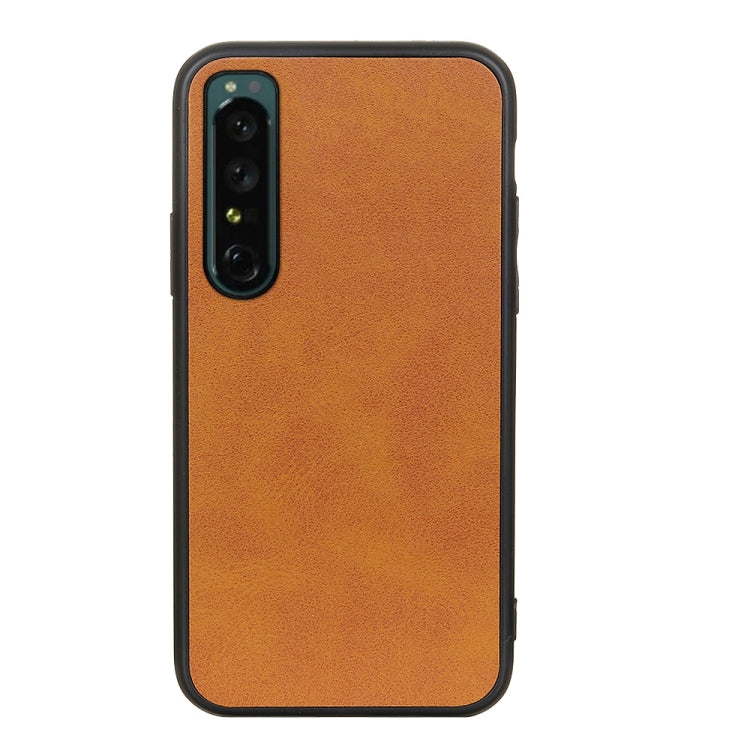 For Sony Xperia 1 IV Accurate Hole Two-color Calf Texture PU Phone Case