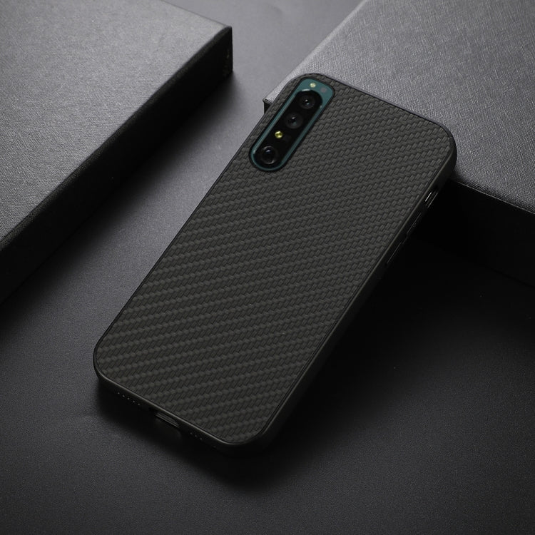 For Sony Xperia 1 IV Accurate Hole Carbon Fiber Texture Shockproof Case