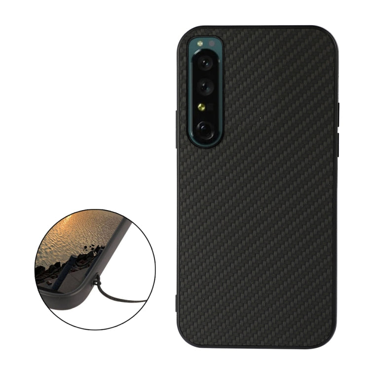 For Sony Xperia 1 IV Accurate Hole Carbon Fiber Texture Shockproof Case