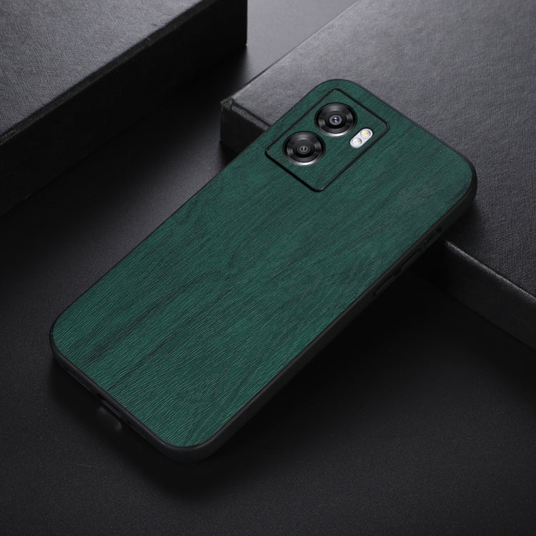 For OPPO A57 5G 2022 Wood Texture PU Phone Case