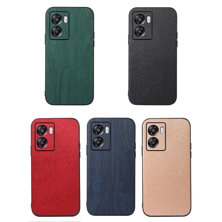 For OPPO A57 5G 2022 Wood Texture PU Phone Case