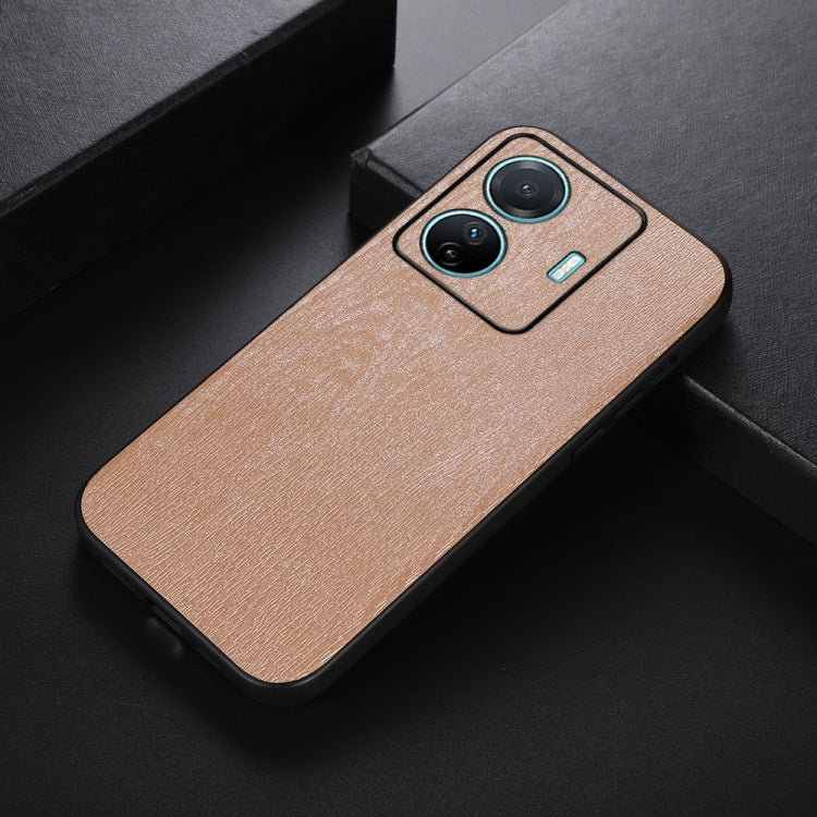For vivo S15e Wood Texture PU Phone Case