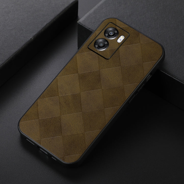 For OPPO A57 5G 2022 Weave Plaid PU Phone Case