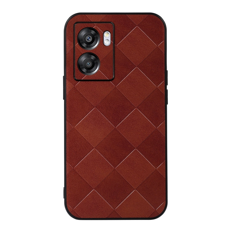 For OPPO A57 5G 2022 Weave Plaid PU Phone Case