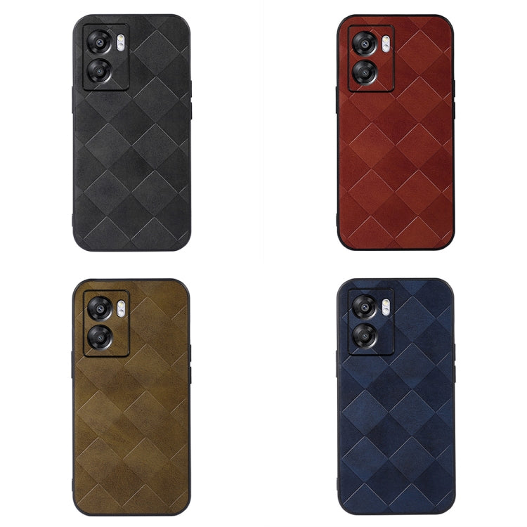 For OPPO A57 5G 2022 Weave Plaid PU Phone Case