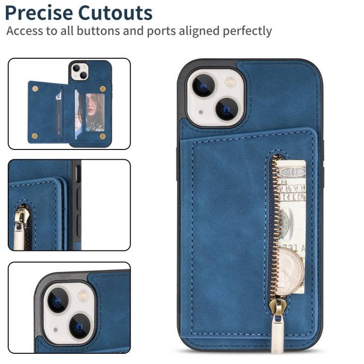 For iPhone 13 mini Zipper Card Holder Phone Case