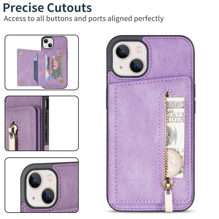 For iPhone 13 mini Zipper Card Holder Phone Case
