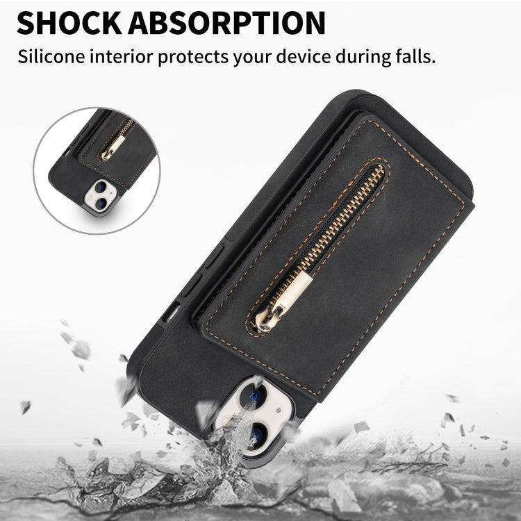 For iPhone 13 Zipper Card Holder Phone Case