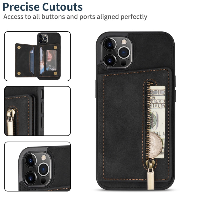 For iPhone 13 Pro Zipper Card Holder Phone Case