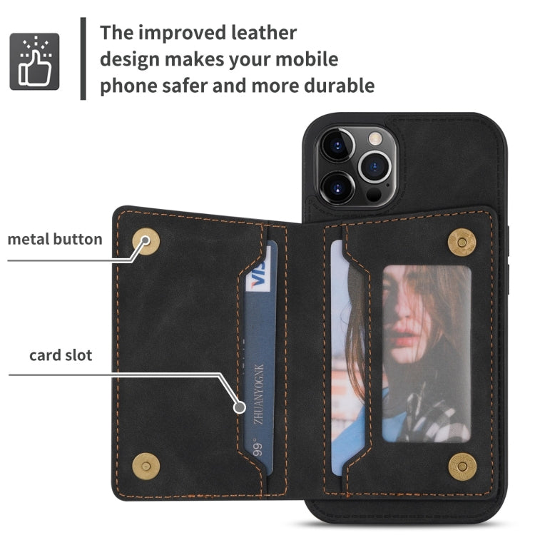 For iPhone 13 Pro Zipper Card Holder Phone Case