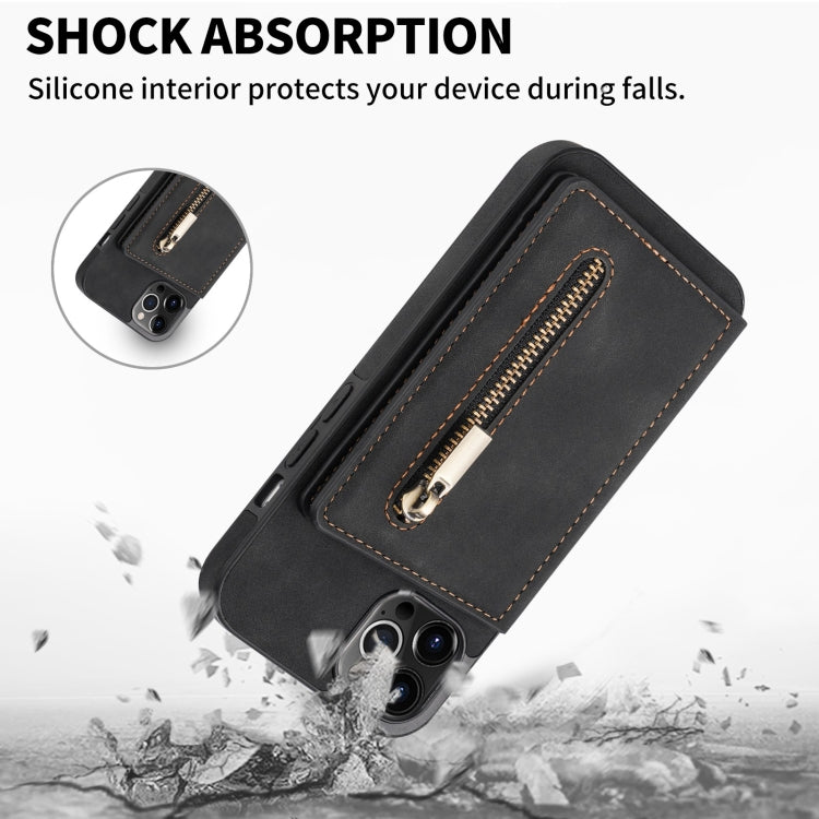 For iPhone 13 Pro Zipper Card Holder Phone Case