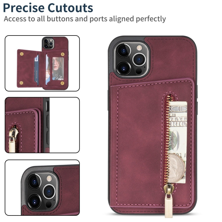 For iPhone 13 Pro Zipper Card Holder Phone Case