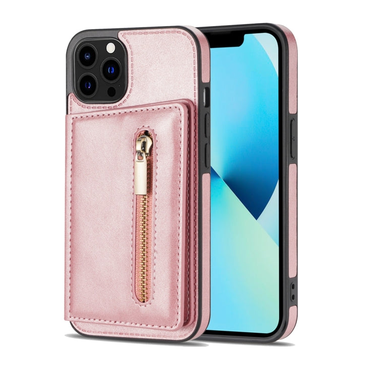 For iPhone 13 Pro Zipper Card Holder Phone Case