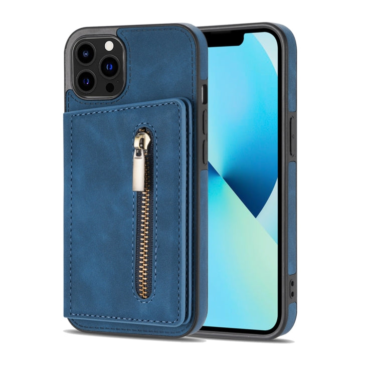 For iPhone 13 Pro Max Zipper Card Holder Phone Case