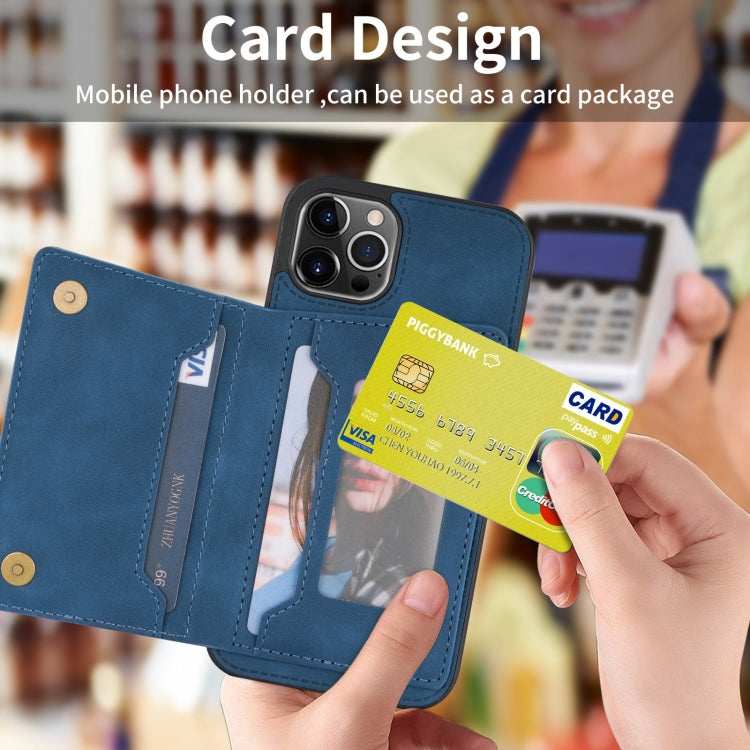 For iPhone 13 Pro Max Zipper Card Holder Phone Case