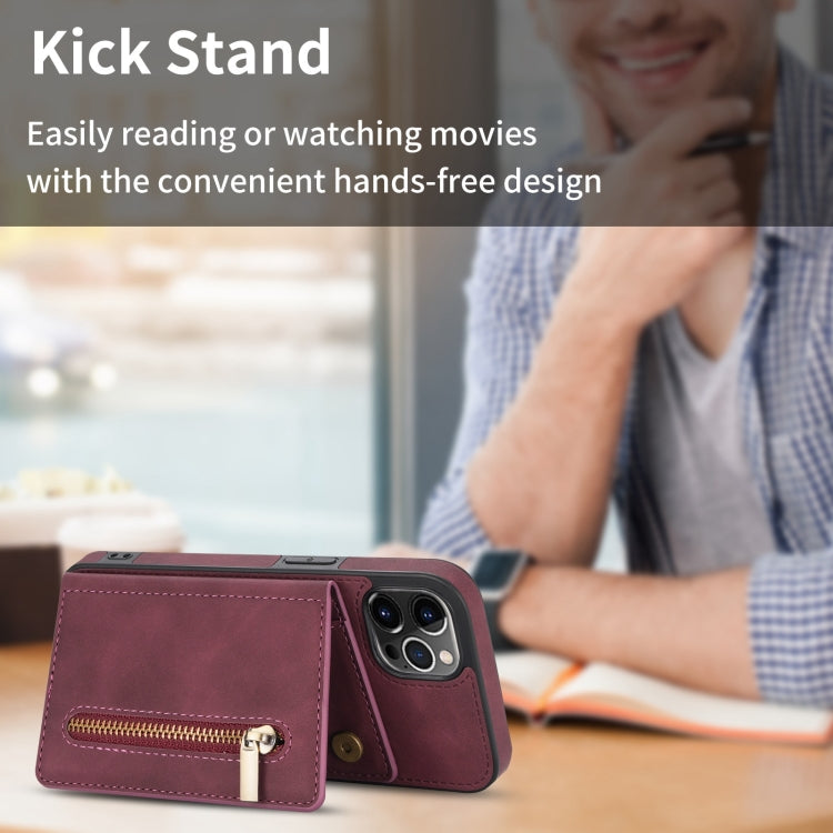 For iPhone 13 Pro Max Zipper Card Holder Phone Case