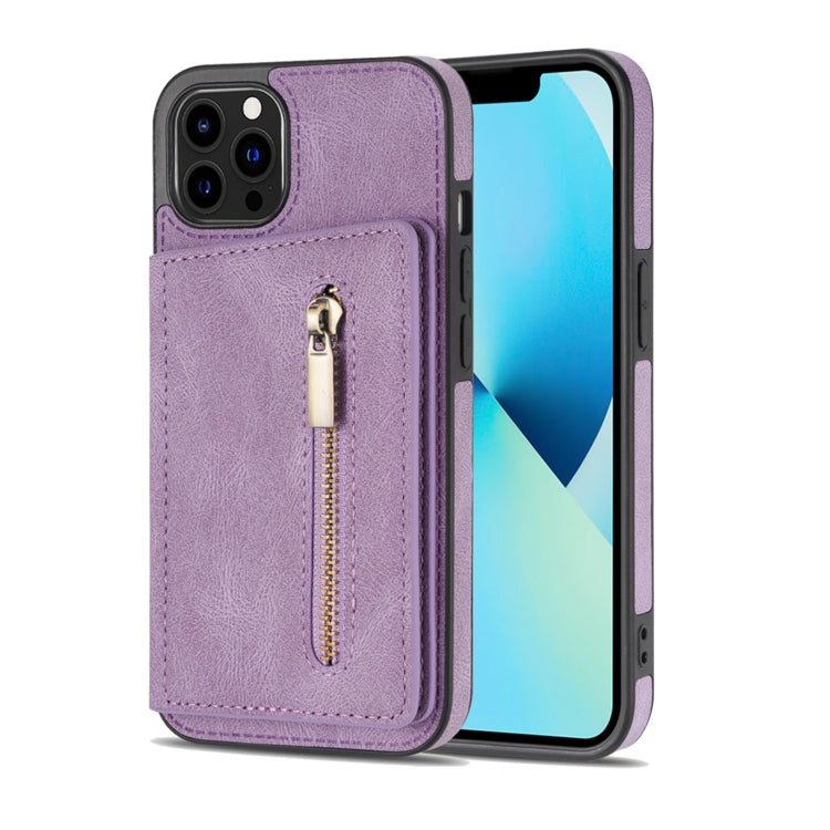 For iPhone 13 Pro Max Zipper Card Holder Phone Case