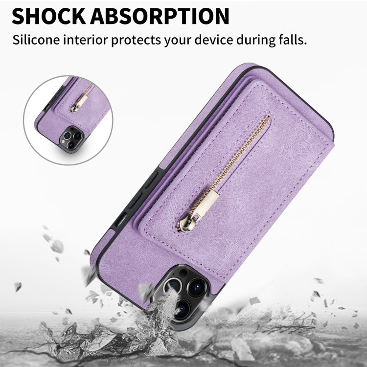 For iPhone 13 Pro Max Zipper Card Holder Phone Case