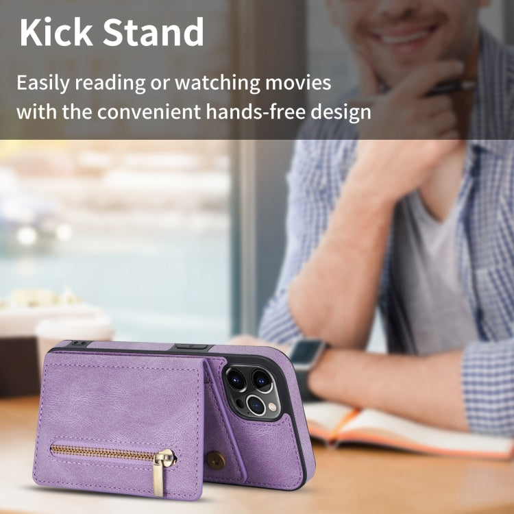 For iPhone 13 Pro Max Zipper Card Holder Phone Case