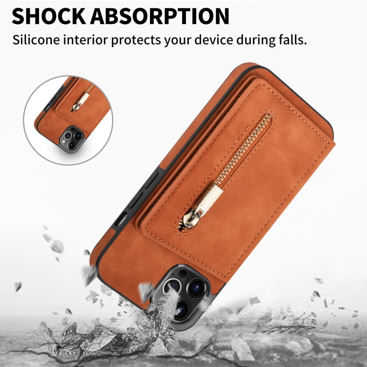 For iPhone 13 Pro Max Zipper Card Holder Phone Case