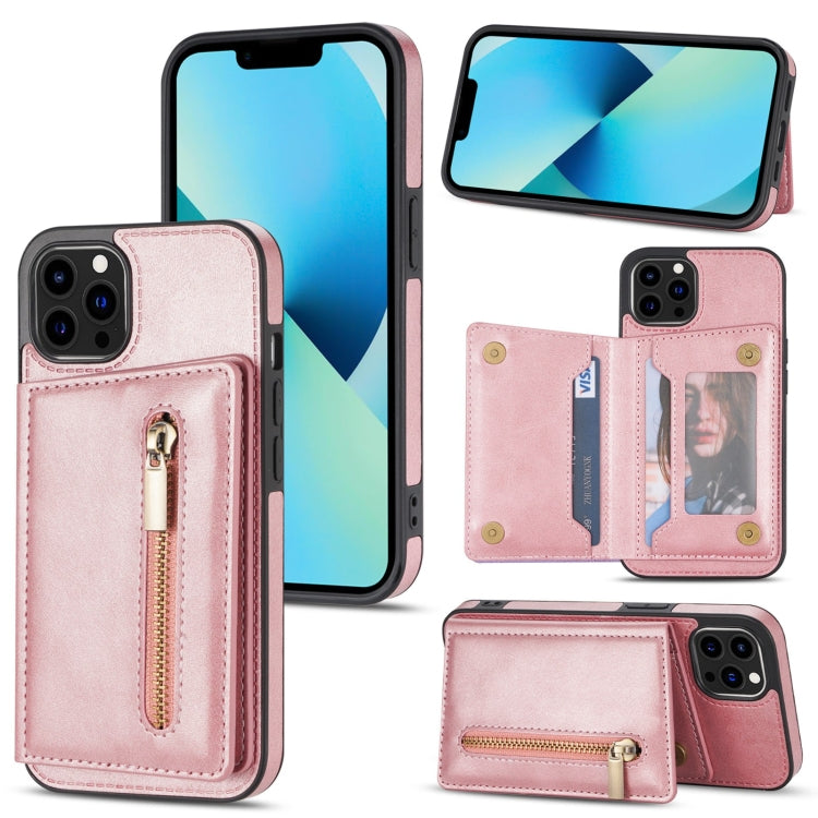 For iPhone 13 Pro Max Zipper Card Holder Phone Case