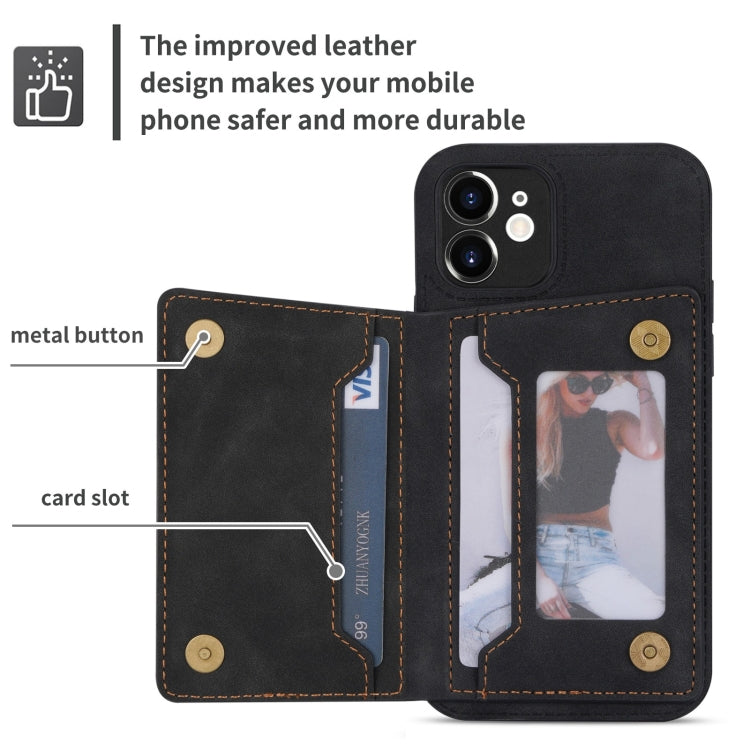 For iPhone 12 Zipper Card Holder Phone Case