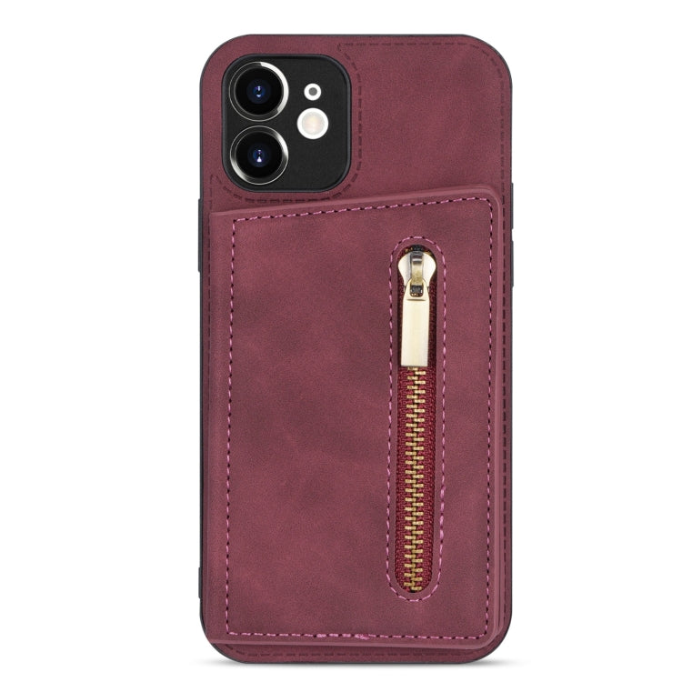 For iPhone 12 Zipper Card Holder Phone Case