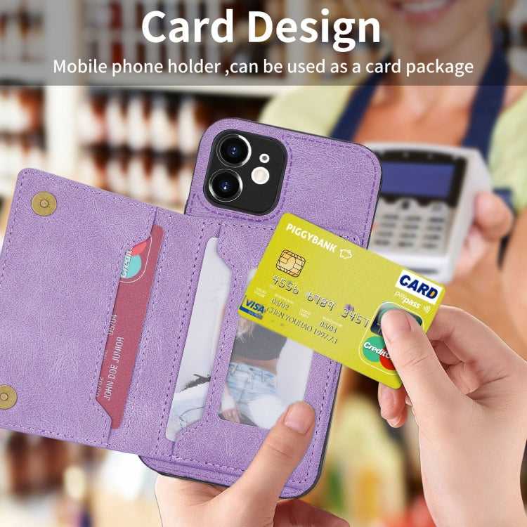 For iPhone 12 Zipper Card Holder Phone Case