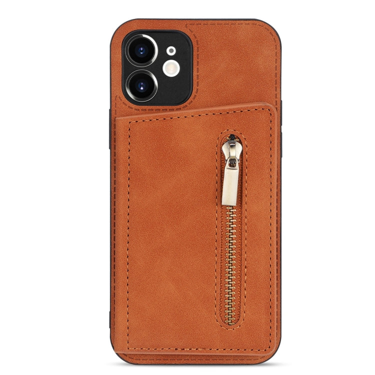 For iPhone 12 Zipper Card Holder Phone Case
