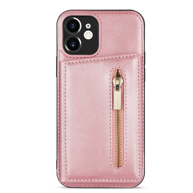 For iPhone 12 Zipper Card Holder Phone Case